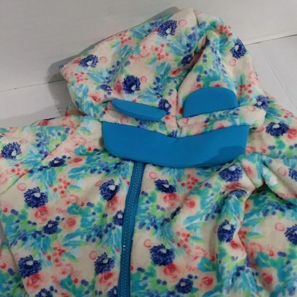 LovinPet Blue Floral Print Dog Pajamas With Hood Size L *NWT*